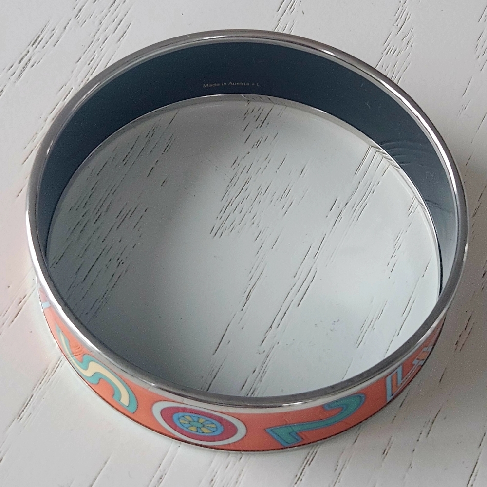 Hermes Wide Orange Paris 24 Faubouh Enamel Bangle-EUC! - Picture 7 of 10